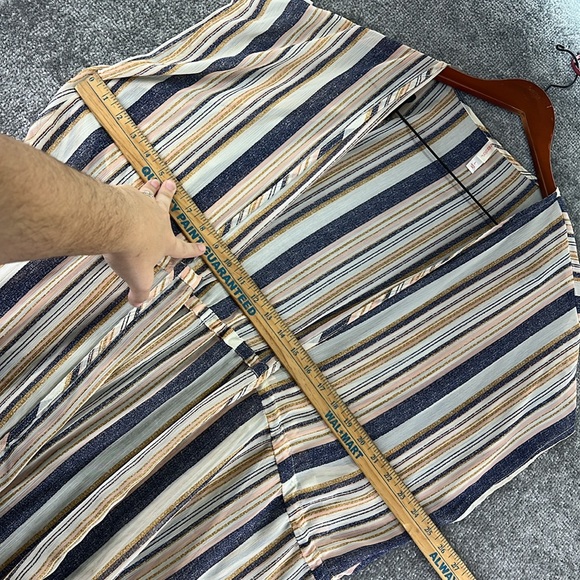 Xhilaration Short Sleeve Topper Cardigan Striped Womens Size L Tan Blue Pink - Picture 8 of 11